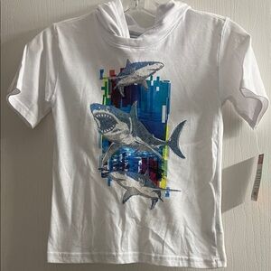 Kids White Shark Hoodie T-Shirt
